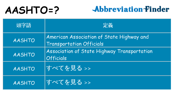 aashto は何の略します。