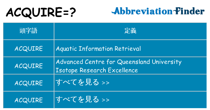 acquire は何の略します。