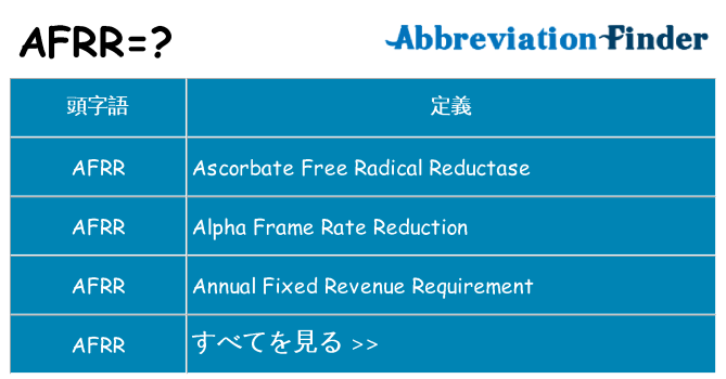 afrr は何の略します。