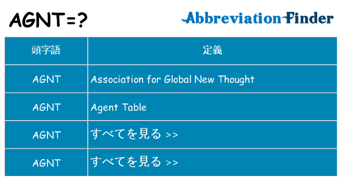 agnt は何の略します。