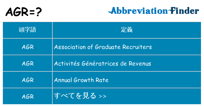 agr は何の略します。