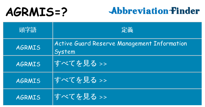 agrmis は何の略します。