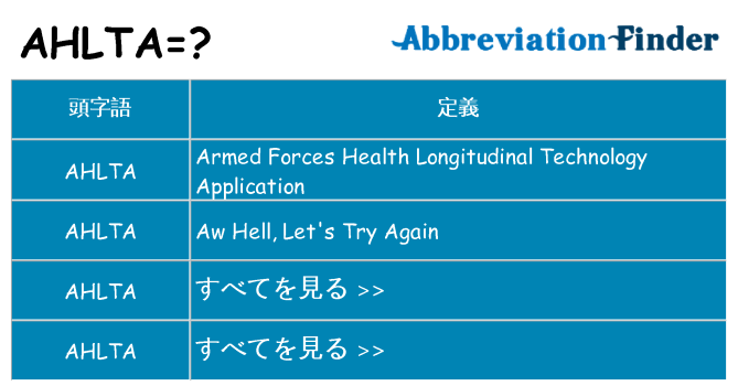 ahlta は何の略します。