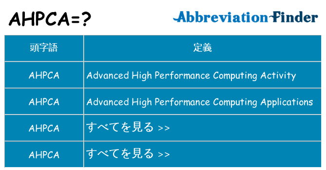 ahpca は何の略します。