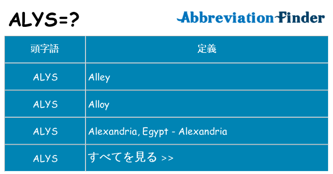 alys は何の略します。