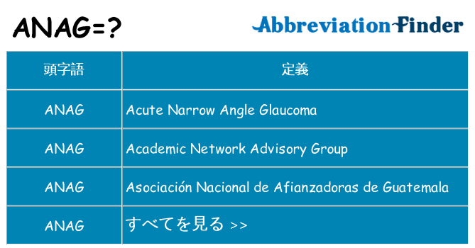 anag は何の略します。