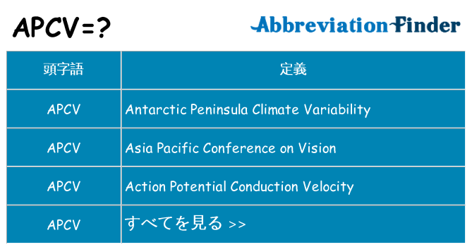 apcv は何の略します。