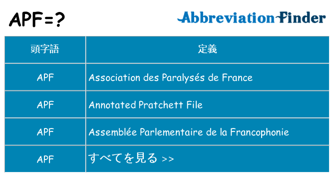 apf は何の略します。