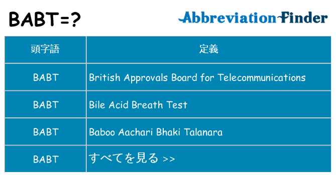 babt は何の略します。