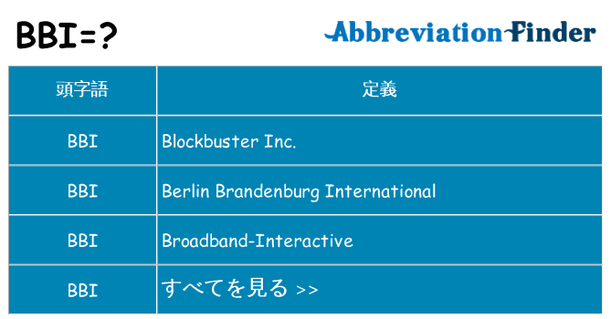 bbi は何の略します。