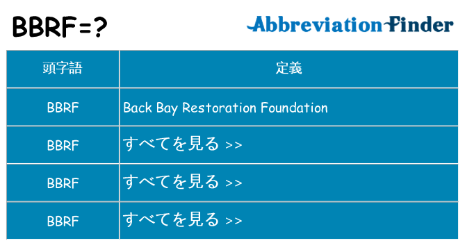 bbrf は何の略します。