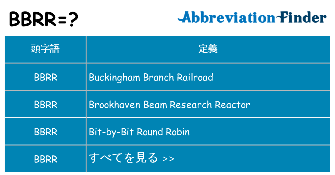 bbrr は何の略します。