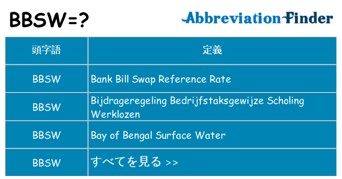 bbsw は何の略します。