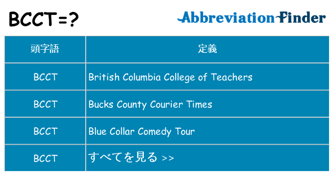 bcct は何の略します。