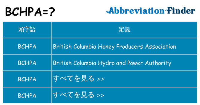 bchpa は何の略します。