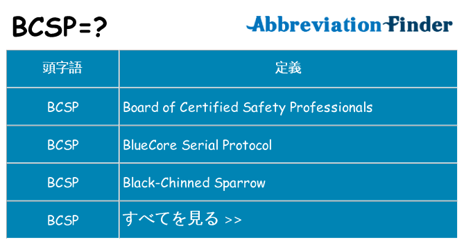 bcsp は何の略します。