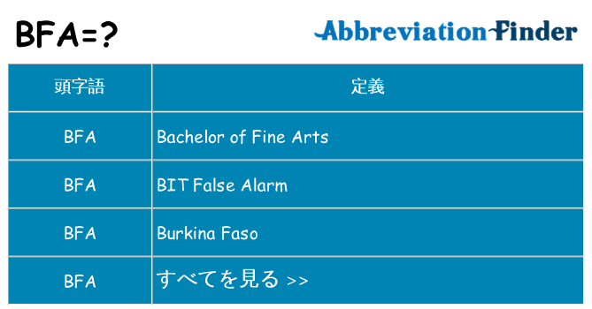 bfa は何の略します。