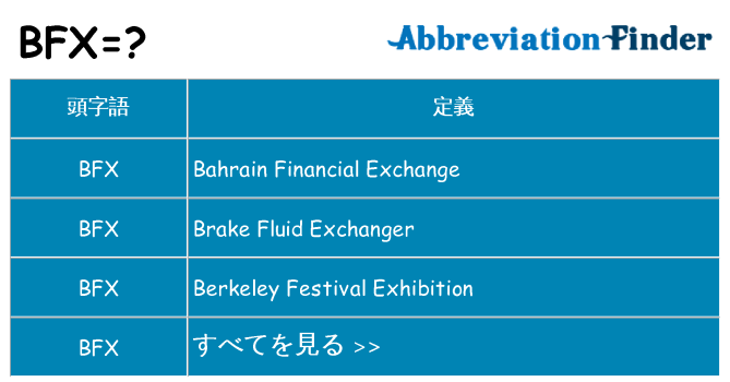 bfx は何の略します。