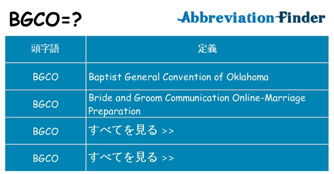 bgco は何の略します。