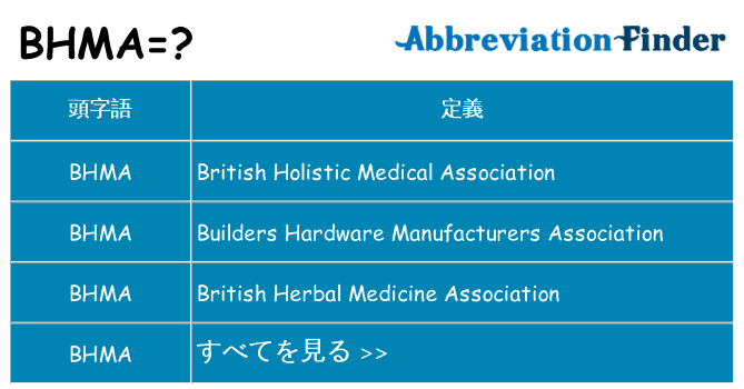 bhma は何の略します。