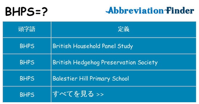 bhps は何の略します。