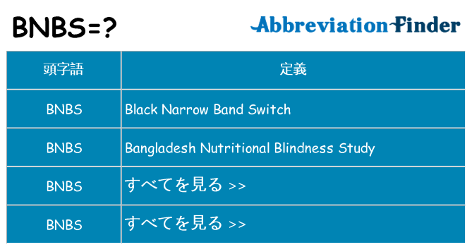 bnbs は何の略します。