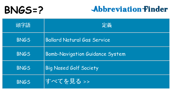 bngs は何の略します。