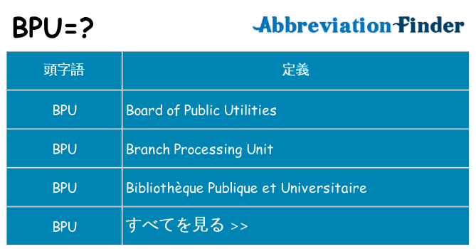 bpu は何の略します。