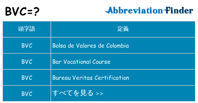 bvc は何の略します。