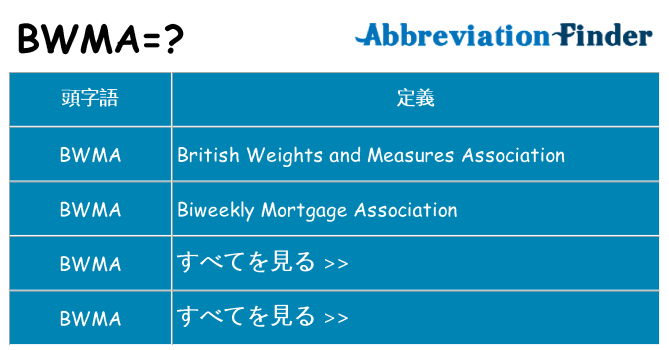 bwma は何の略します。