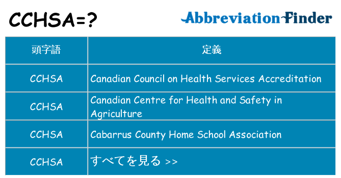 cchsa は何の略します。
