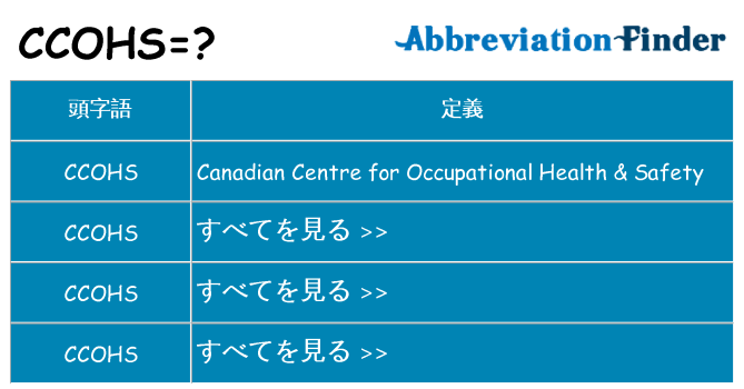 ccohs は何の略します。