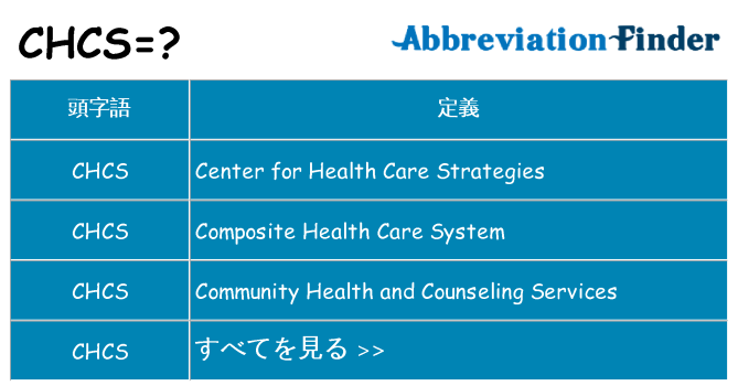 chcs は何の略します。