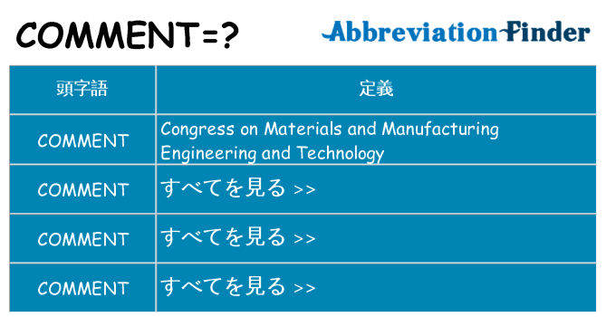 comment は何の略します。