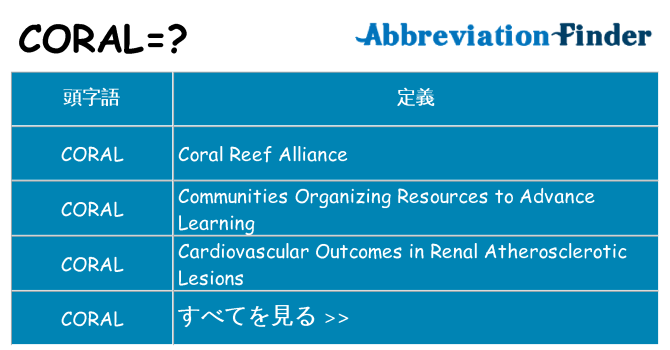 coral は何の略します。