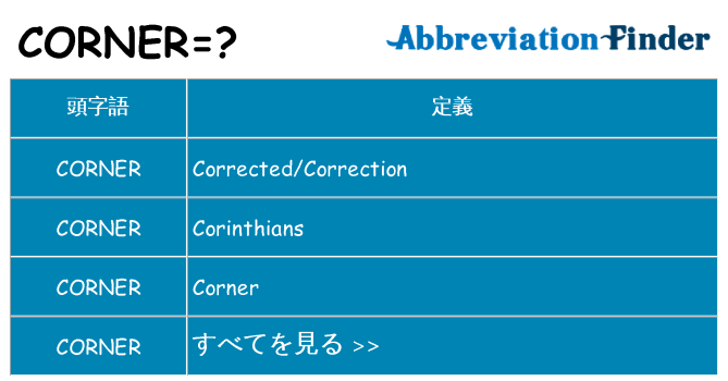 corner は何の略します。