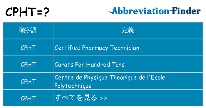 cpht は何の略します。