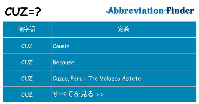 cuz は何の略します。