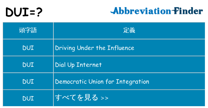 dui は何の略します。