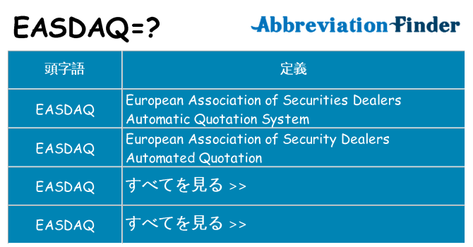 easdaq は何の略します。