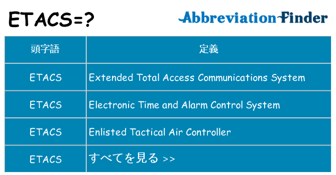 etacs は何の略します。