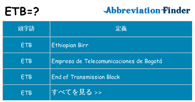 etb は何の略します。