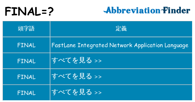 Final の意味 Final の定義 略称のファインダー