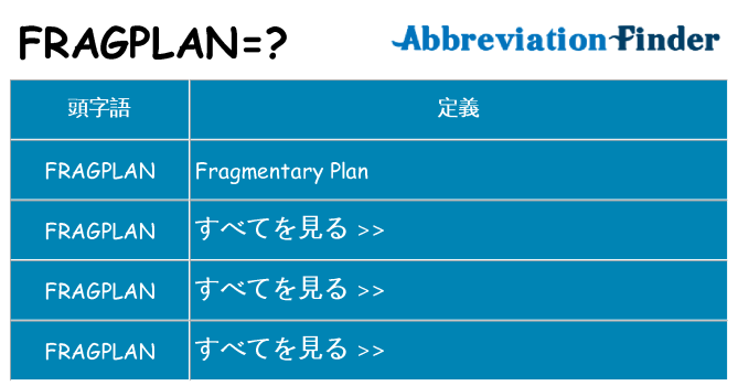 fragplan は何の略します。