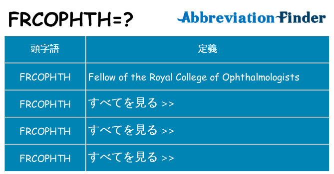 frcophth は何の略します。