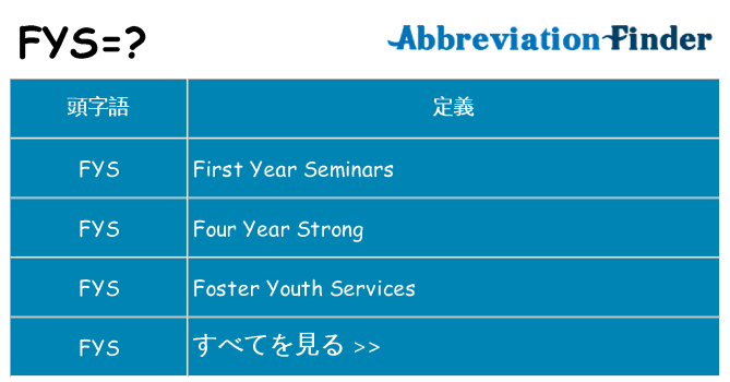 fys は何の略します。