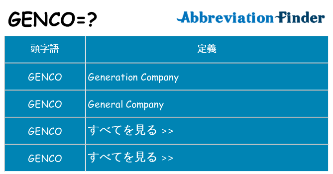 genco は何の略します。