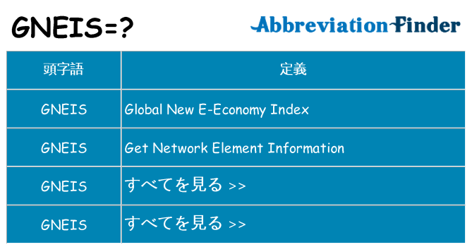 gneis は何の略します。