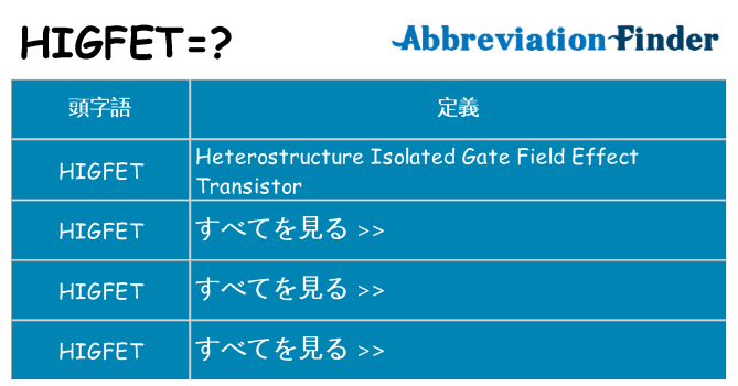 higfet は何の略します。