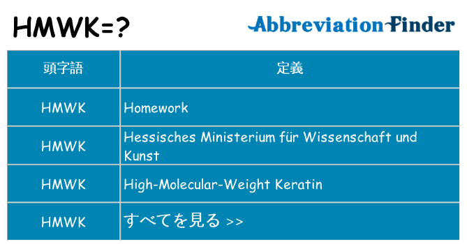 hmwk は何の略します。